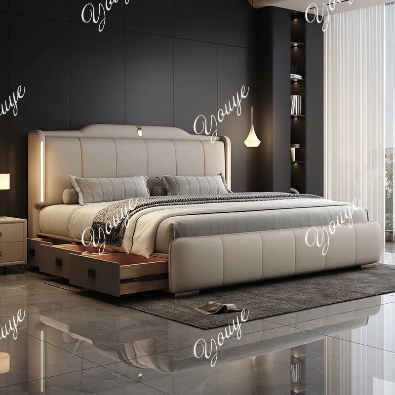 King Size Bed Frame With Storage Drawers - Rangka Tempat Tidur Double XM 180x200