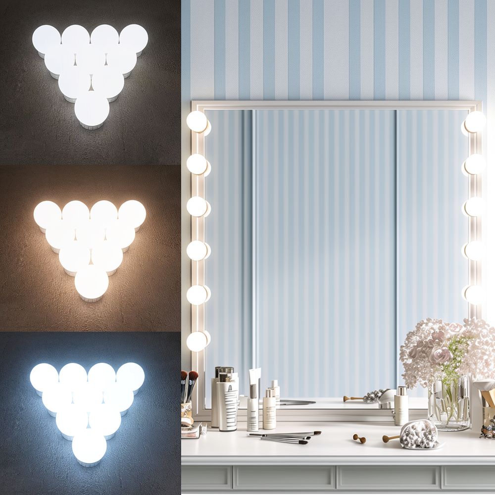 Dressing Table Vanity With Lighted Mirror - Lampu Meja Rias LED Hollywood yang