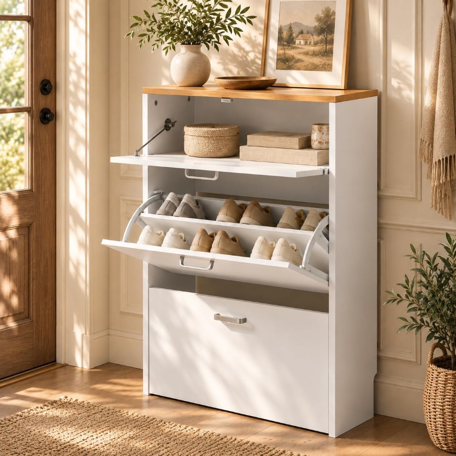 Shoe Rack Cabinet Narrow Entryway - Lemari Penyimpanan Sepatu untuk Area Masuk,