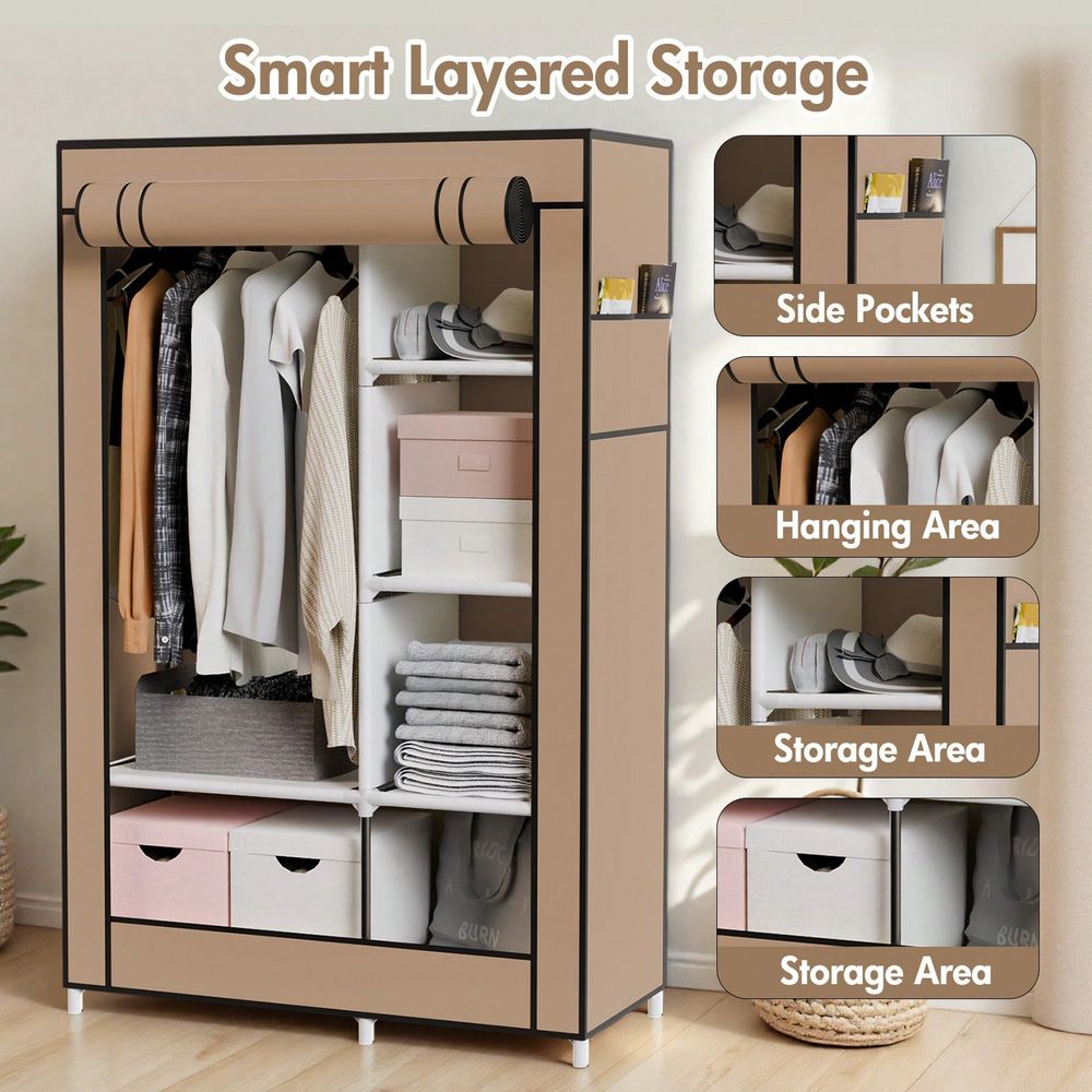 Lemari Penyimpanan Untuk Mengg - Wardrobe Closet Portable Fabric Cover ulasan dan harga