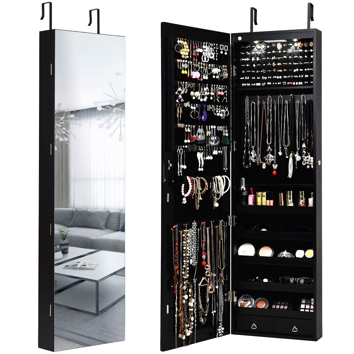 Lemari Perhiasan yang Dapat Di - Full Length Mirror Jewelry Armoire ulasan dan harga