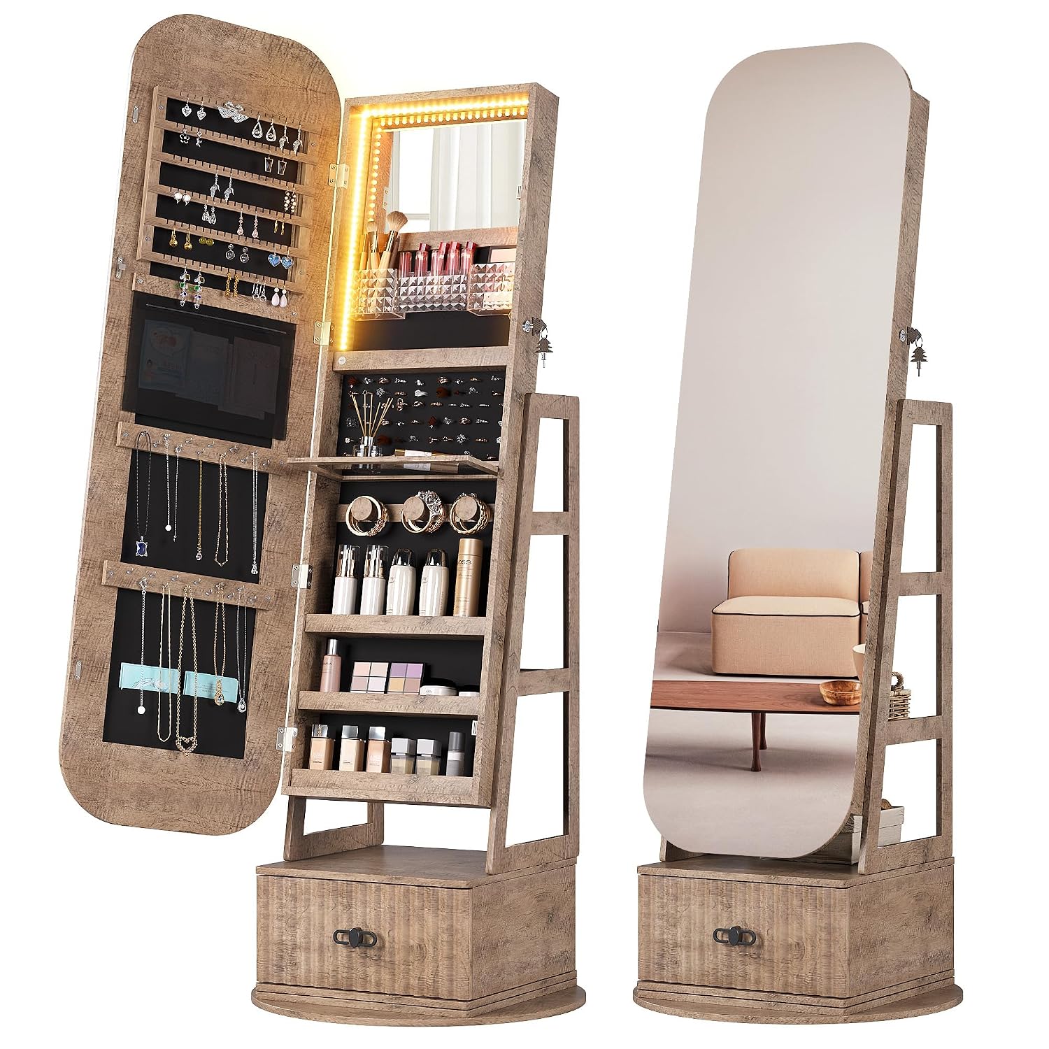 Rak Penyimpanan Perhiasan Puta - Full Length Mirror Jewelry Armoire ulasan dan harga