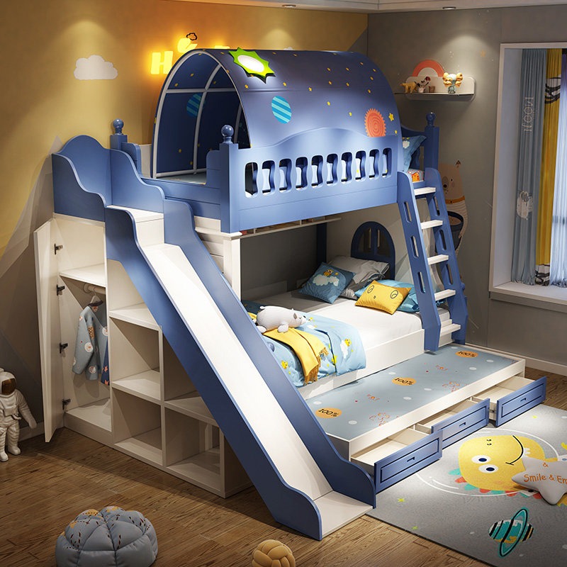 Tempat Tidur Anak Tempat Tidur - Bunk Bed With Stairs And Slide ulasan dan harga