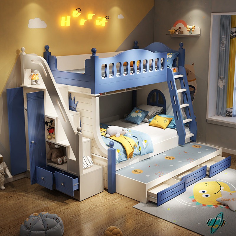 Tempat Tidur Anak Tempat Tidur - Bunk Bed With Stairs And Slide ulasan dan harga