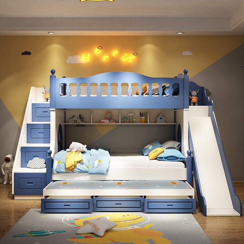 Tempat Tidur Anak Tempat Tidur - Bunk Bed With Stairs And Slide ulasan dan harga