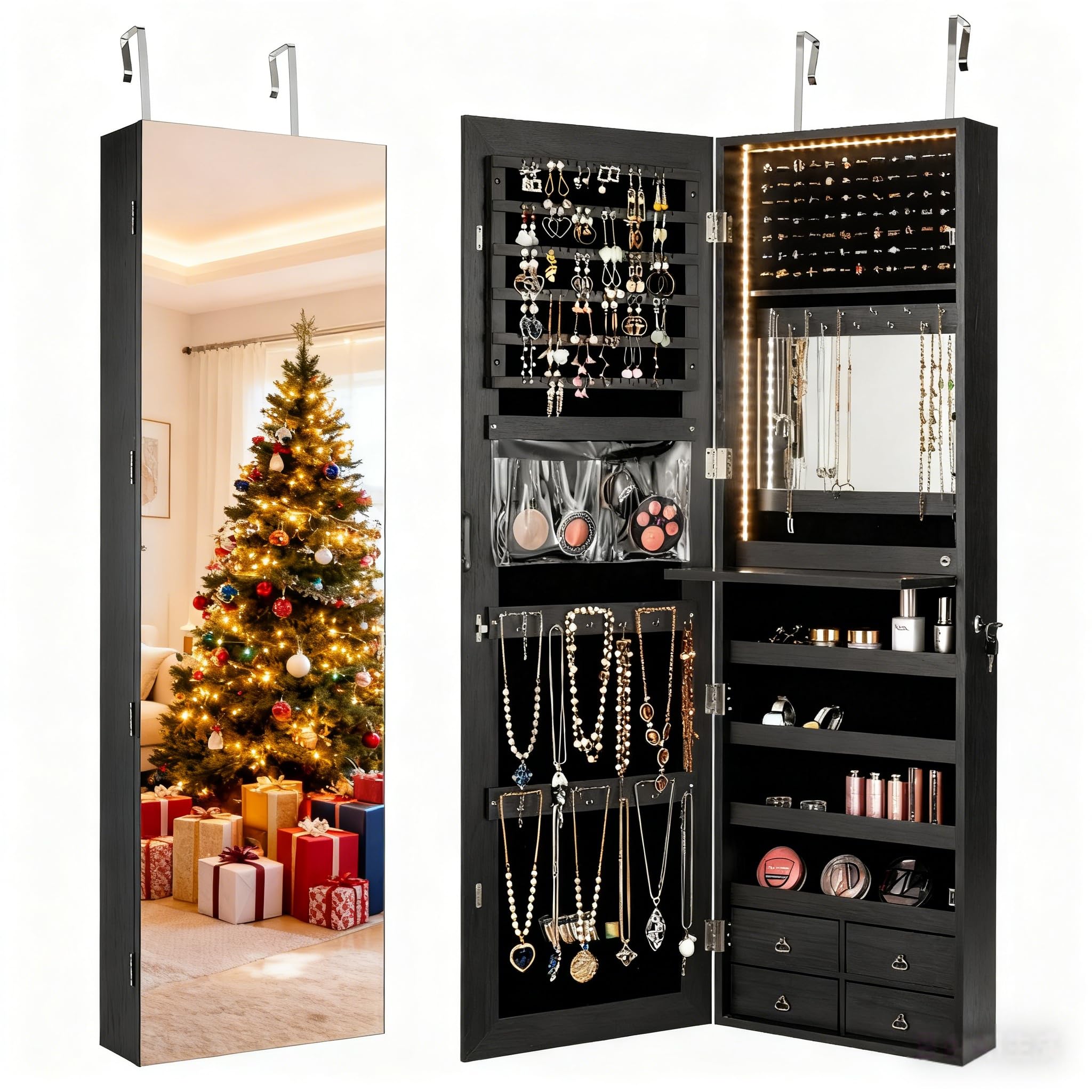 Lemari Perhiasan LED 47”, Cerm - Full Length Mirror Jewelry Armoire ulasan dan harga