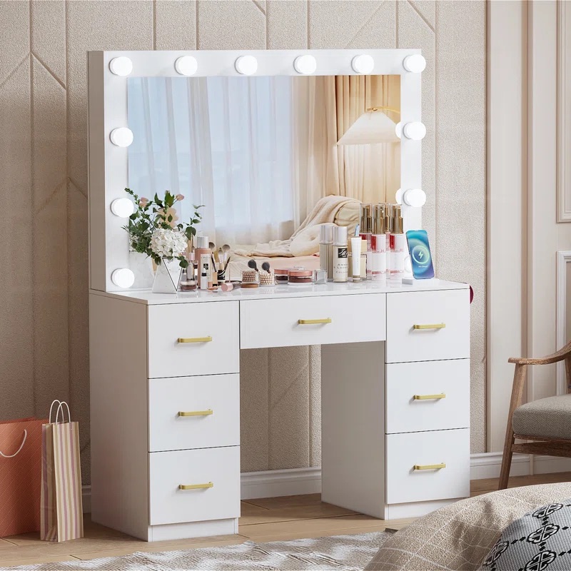 Set Meja Rias Kamar Tidur Mode - Dressing Table Vanity With Lighted Mirror ulasan dan harga