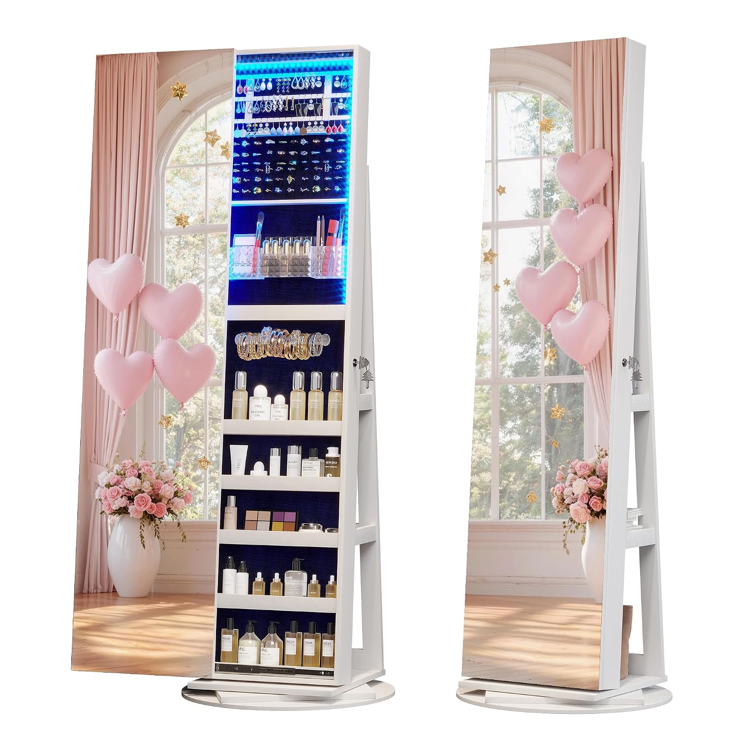 360 °   Lemari Cermin Perhiasa - Full Length Mirror Jewelry Armoire ulasan dan harga