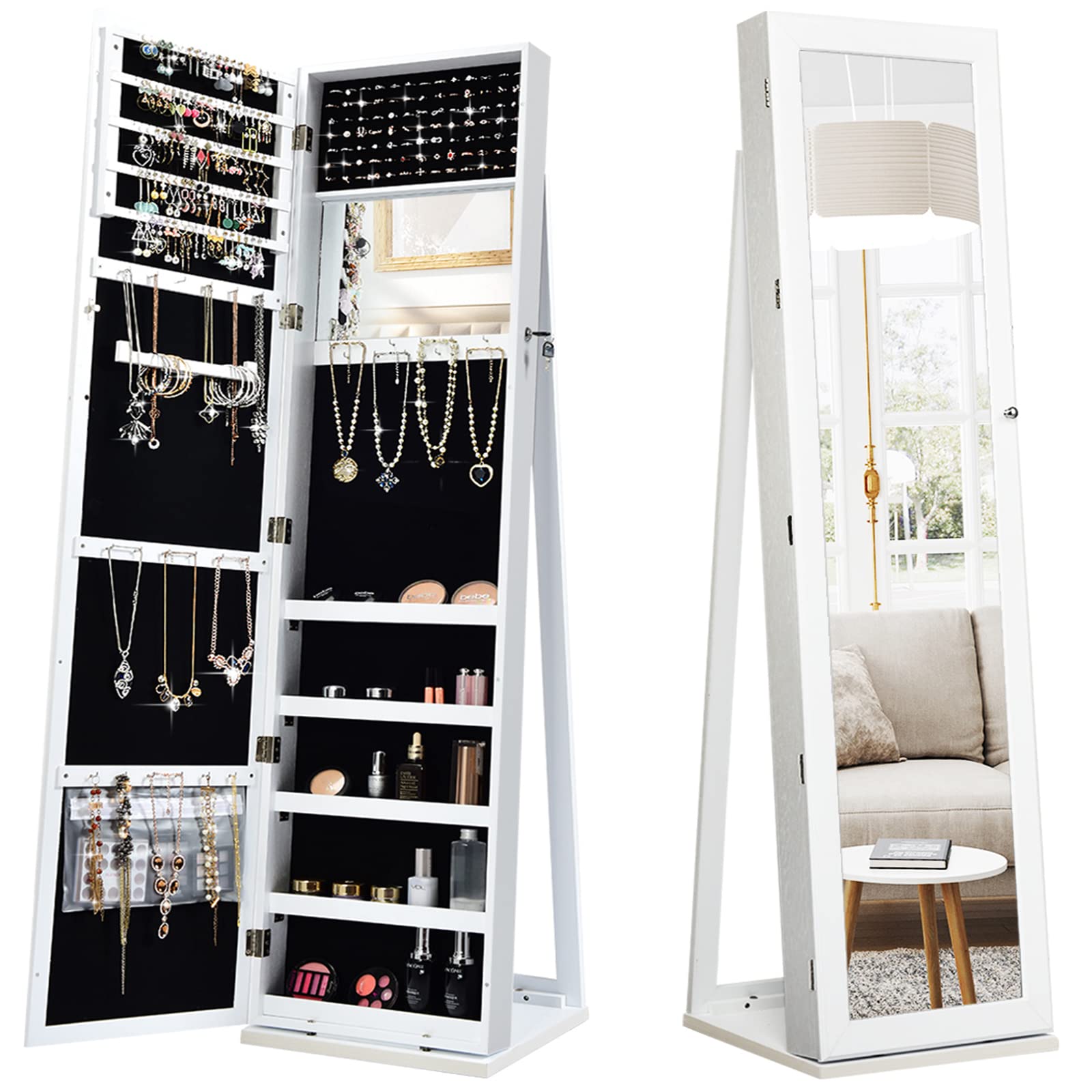 Lemari Perhiasan Berdiri denga - Full Length Mirror Jewelry Armoire ulasan dan harga