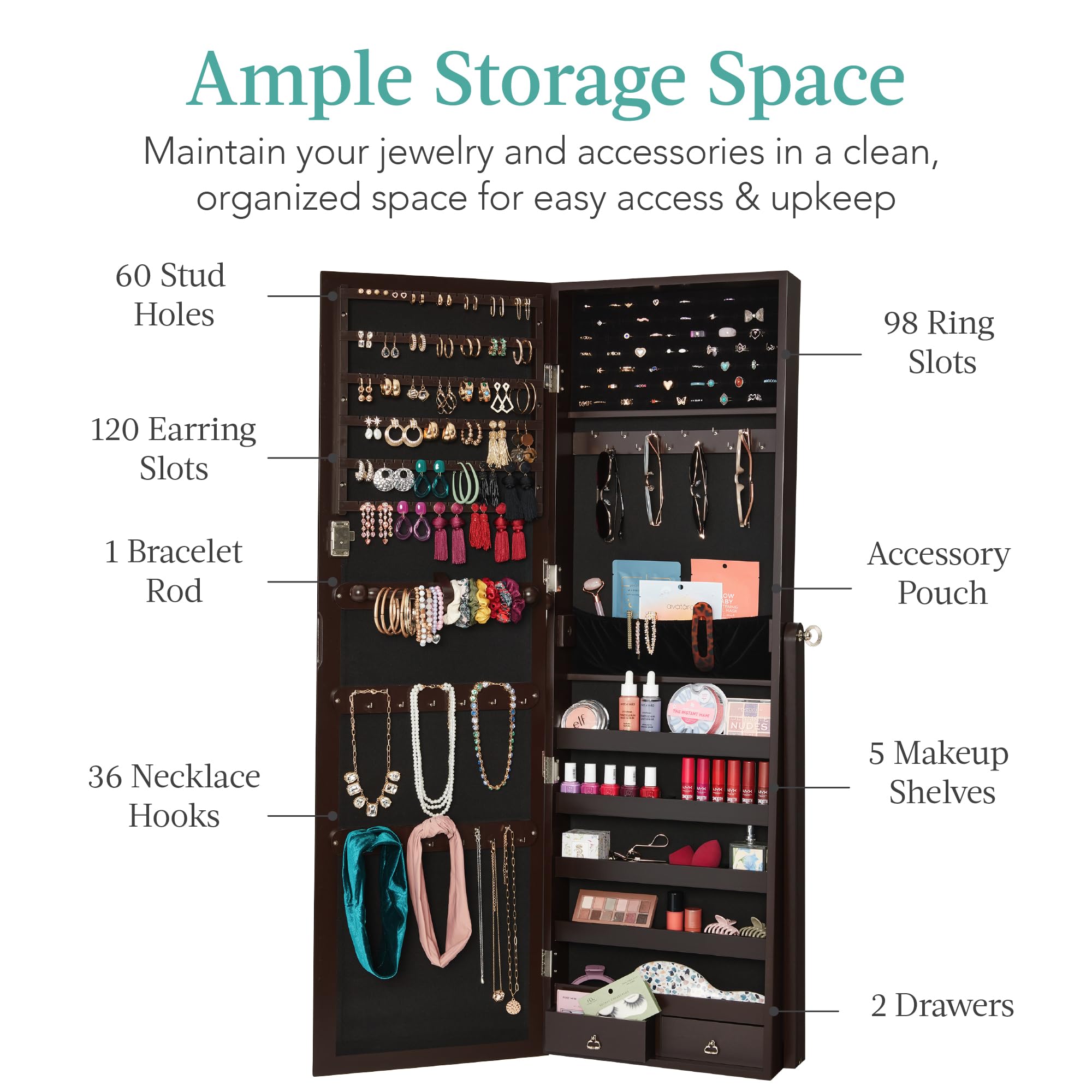 Lemari Perhiasan Berdiri Sendi - Full Length Mirror Jewelry Armoire ulasan dan harga
